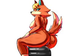 1girls absurd_res alternate_body_type alternate_breast_size animal_crossing anthro anus artofthediscipline ass audie_(animal_crossing) breasts canid canine canis female female_only fur genitals hi_res mammal nintendo orange_body orange_fur pussy rear_view sitting solo teal_eyes thick_thighs video_games wolf