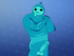 1boy bara big_ass big_penis blue_skin epic_games fortnite looking_at_viewer male male_only muscular rippley slime slime_boy slurp_(fortnite) solo tagme