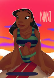 1futa big_breasts big_penis casual_boner casual_exposure dark-skinned_futanari disney futa_only futanari futika_models lilo_and_stitch nani_pelekai solo_futa surfboard