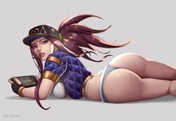 akali ass big_ass big_breasts breasts clover7 female female_only k/da_akali k/da_series large_breasts league_of_legends legs letsbe playing_videogame purple_eyes riot_games teamfight_tactics