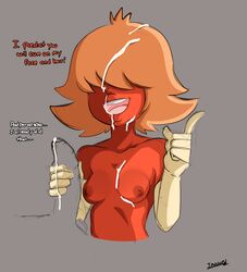 1girls alien alien_girl alien_humanoid breasts cartoon_network cum cum_on_face delayed_response female gem_(species) gloves_only hair_covering_eye hair_covering_eyes handjob inuyuru nipples off_colors_(steven_universe) orange_hair orange_skin padparadscha_(steven_universe) penis steven_universe