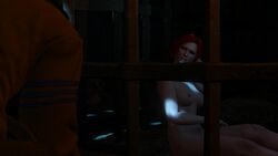 1boy 1girls 3d captured cd_projekt_red clothed_male_nude_female desperation gaunter_o'dimm imprisoned nude_female prison prison_cell red_hair the_witcher the_witcher_(series) the_witcher_2 the_witcher_3:_wild_hunt triss_merigold unknown_artist