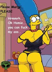 black_dress english_text fjm marge_simpson posing solo string tagme the_simpsons