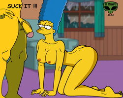 big_penis fjm horny marge_simpson nude nude_female on_knees partial_male tagme the_simpsons