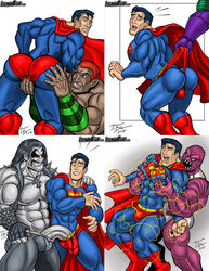 2017 amazo bara big_penis bulge bulge_grab clark_kent dc dc_comics domination gay grey_skin half-erect hand_on_shoulder humiliation icemanblue imminent_rape imminent_sex lex_luthor light-skinned_male lobo_(dc) male male_only muscular nipple_bulge parasite_(dc) pec_grab penis_size_difference purple_skin rape size_difference smirk superman superman_(series) uncensored wedgie yaoi