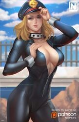 1girls big_breasts blonde_hair camie_utsushimi female female_only fully_clothed hero_outfit_(mha) my_hero_academia nopeys shiketsu_high_school_cap solo solo_female solo_focus wrist_cuffs zipper_pull_tab