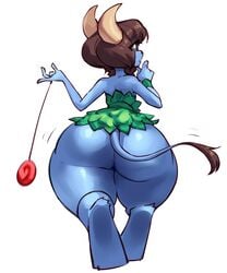 1girls activision ass big_ass blue_body blue_skin borvar bottom_heavy brown_hair clothing faun faun_(spyro) female female_only furry green_eyes horns huge_ass krista_(spyro) leaf_clothing lila_(spyro) sheila_the_faun_(spyro) solo solo_female spinner_(spyro) spyro_reignited_trilogy spyro_the_dragon tail thick_thighs white_background wide_hips yo-yo