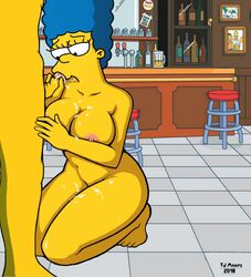 big_breasts blowjob cum cum_in_mouth fjm male marge_simpson on_knees partial_male penis sucking tagme the_simpsons