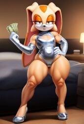 aged_up ai_generated annoyed annoyed_expression anthro cameltoe cream_the_rabbit female female_focus female_only fur furry heels holding_money hotel_room huge_thighs leotard muscular_thighs novelai prostitution puffy_pussy sega silver_clothing sonic_(series) sonic_the_hedgehog_(series) thick_thighs tight_clothing
