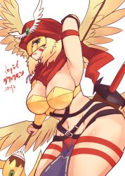 1girls 2022 big_breasts blonde_hair cleavage clothed darcmon digimon female green_eyes solo solo_female tagme thick_thighs ukenya wings