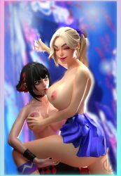 2girls 3d 3d_(artwork) almost_naked almost_nude ass big_ass big_breasts big_thighs black_hair blonde_hair breast_focus breasts cheerleader curvy_figure exibitionism fat_ass female fortnite fortnite:_battle_royale gothic gray_eyes haylee_skye_(fortnite) huge_breasts lactation lesbian_sex mini_skirt morgan_myst_(fortnite) no_bra no_panties open_mouth outdoor_nudity presenting_breasts removed_clothing seductive sexy sexy_pose shiny_ass shiny_skin skirt slim slim_waist smile solo_female solo_focus sucking sucking_breasts_milk superheroine surprised surprised_expression taller_girl white_body yuri