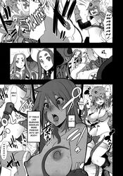 1girls blush clothing comic da_hootch dialogue doujinshi dragon_quest dragon_quest_iii medium_breasts monster monster_girl onna_senshi_futari_tabi soldier_(dq3) speech_bubble tentacle text