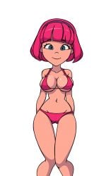 adonis_belt alpha_channel ass_visible_through_thighs bangs bikini blue_eyes bra camp_pinewood camp_pinewood_remix collarbone eyebrows eyebrows_visible_through_hair eyelashes for_sticker_use game_cg hairband large_breasts lazytown navel panties pink_bikini pink_bra pink_hair pink_panties png short_hair small_waist smiling stephanie_meanswell sticker_template strap_gap thigh_gap transparent_background transparent_png vaultman wide_hips