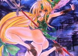 1girls ass blonde_hair bottomless breasts cleavage female female_only huge_ass riesz seiken_densetsu seiken_densetsu_3 solo tagme trials_of_mana