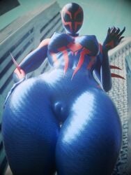 3d below_view bottom_heavy female female_only from_below genderswap_(mtf) hi_res highres marvel miguel_o'hara no_watermark rule_63 solo spider-man spider-man:_into_the_spider-verse spider-man_(series) spider-man_2099 spider-woman_2099 spider_woman_2099 viewed_from_below wotm8h8