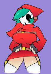 1girls blue_hair female female_only fingerless_gloves hair_over_one_eye light-skinned_female light_skin long_sleeves mario_(series) mask nintendo no_nude pale-skinned_female pale_skin pantyhose shy_gal shy_gal_red solo st4rcannon tagme