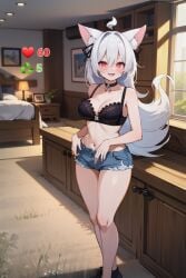 1girls ai_generated blush bra breasts kemonomimi latam_virtual_youtuber light_69 long_hair pookyboo red_eyes strip_game tagme thighs underwear virtual_youtuber vtuber white_hair