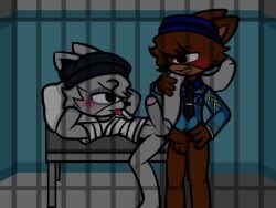 artist_request black_and_white_clothing black_hat blue_hat brown_body doggy_(piggy) furry gay grey_body official_design piggy:_book_2 piggy_(game) police_uniform rash_(piggy) roblox roblox_game source_request tagme