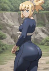 ai_generated ass big_ass big_butt bodysuit busty dr.stone kohaku_(dr.stone) leggings perfect_body sportswear