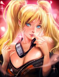 1girls big_breasts blonde_hair blue_eyes breasts canon_genderswap female female_only fully_clothed genderswap long_hair naruko naruto rule_63 sakimichan sexy_no_jutsu solo twintails uzumaki_naruto whisker_markings