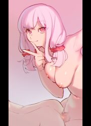 10s 1boy 1futa 2019 anal areolae armpits ass balls bent_over big_penis breasts bright_pupils censored completely_nude doggy_style female futa_focus futa_is_bigger futa_on_male futa_with_male futanari human light-skinned_futanari light-skinned_male light_skin long_hair looking_at_viewer low_twintails male medium_breasts mirin_chikuwa mosaic_censoring nipples nude original partial_male penis pink_eyes pink_hair red_ribbon ribbon selfie sex sex_from_behind smile solo_focus standing sweat twintails v white_pupils