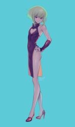 androgynous boob_window crossdressing dress femboy heels lio_fotia looking_at_viewer promare suggestive_look tight_clothing twink