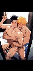 ai_generated black_hair black_hair_bottom bleach bleach:_the_thousand-year_blood_war domination gay gay_sex ichigo_kurosaki kurosaki_ichigo light_hair_on_dark_hair male_only red_hair red_hair_on_black_hair red_hair_top yaoi