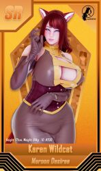 1girls 3d animal_ears arcrad big_breasts blue_eyes breasts brown_hair busty curvaceous curvy curvy_body curvy_female curvy_figure english english_text female huge_breasts large_breasts original original_character text voluptuous