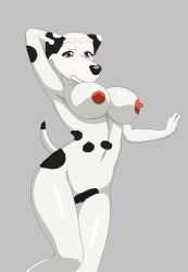 anthro base_used big_breasts bluey_(series) breasts canid canine canis chloe's_mum_(bluey) dalmatian digital_media_(artwork) domestic_dog female genitals mammal pixel_(artwork) pussy simple_background solo thelineshow