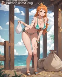 ai_generated big_breasts censored cougwe female female_only light-skinned_female light_skin nami nami_(one_piece) one_piece peach_pussy post-timeskip red_hair tagme