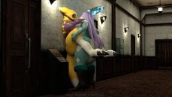 anthro ass bandai_namco big_ass crossover digimon digimon_(species) female female/female furry hi_res hotel nintendo pinup pokémon_(species) pokemon pokemon_(species) pose renamon sex suicune_queen_(artist) wide_hips yuri