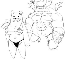 anthro bearkini before_sex dn0528 muscular_male tagme teacher_bun_bun the_battle_cats