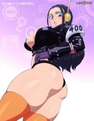 ass ass_focus big_ass big_breasts black_hair blush female female_only kameseru nico_robin one_piece surprised