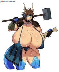 drakthug huge_breasts hyper hyper_breasts monster_girl norael tagme wardrobe_malfunction