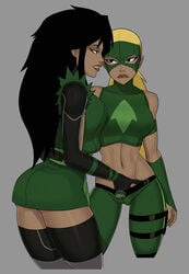 2girls artemis_(dc) artemis_crock cheshire dc dcau fingering hand_in_pants hand_under_clothes incest jade_nguyen multiple_girls siblings sisters sunsetriders7 young_justice yuri