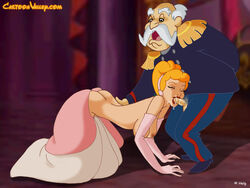 1boy 1girls age_difference blonde_hair blowjob breasts breasts_out cartoonvalley.com cinderella_(1950_film) cinderella_(disney) clothed_male_nude_female cum cum_in_mouth disney disney_princess epaulettes fellatio female gloves helg king male moustache nipples old_man older_male partially_clothed penis royalty seductive the_king_(cinderella) throne_room uniform white_hair younger_female