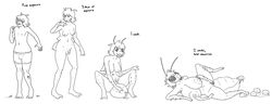 2020 absurd_res antennae_(anatomy) antennae_growth anthro arthropod arthropod_abdomen balls big_breasts breast_growth breasts egg egg_laying english_text female gender_transformation genitals hair hi_res human human_to_anthro insects male mammal masturbation monochrome mtf_transformation navel nipples ovipositor penis prurientpie pussy sequence simple_background solo species_transformation text transformation vaginal_masturbation vaginal_penetration white_background