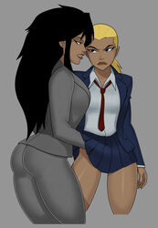 2girls artemis_crock cheshire dc hand_up_skirt incest jade_nguyen masturbation multiple_girls siblings sisters something_unlimited sunsetriders7 young_justice yuri