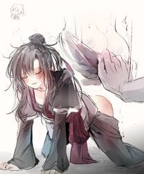 ass ass_in_air bishonen blush clothed femboy gay humiliation makeup mo_dao_zu_shi mo_xuanyu yaoi