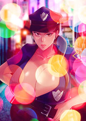 1girls alternate_version_available breasts breasts_bigger_than_head cameltoe cleavage clothed clothed_female curvy female female_only gigantic_breasts hands_on_hips huge_breasts human human_only jasmine_juggs long_hair long_ponytail meet_'n'_fuck_games meet_and_fuck police police_hat police_uniform policewoman ponytail roctis_tray solo solo_female thick_lips voluptuous wide_hips