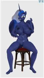 3d 9:16 alicorn alpha_channel anthro anthrofied breasts daveman1000 equid female friendship_is_magic furniture furry genitals highres horn large_breasts mammal my_little_pony nipples nude princess_luna_(mlp) pussy sitting solo stool transparent_background wings