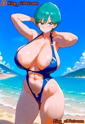 1female 1girls ai_generated ass big_ass big_breasts big_butt bikini blue_bikini blue_eyes blue_hair breasts bulma_briefs dragon_ball dragon_ball_fighterz dragon_ball_gt dragon_ball_heroes dragon_ball_super dragon_ball_super_super_hero dragon_ball_xenoverse dragon_ball_z female huge_ass huge_breasts huge_butt huge_thighs king_ai mature_female milf mother seaside short_hair stable_diffusion thick_thighs