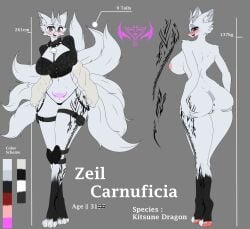 9_tails clothing dragon female furry furry_female hybrid kitsune model_sheet nude nude_female quiverthorn tagme tail