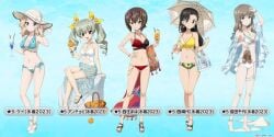 anchovy anchovy_(girls_und_panzer) bikini girls_und_panzer kay_(girls_und_panzer) long_hair mika_(girls_und_panzer) multiple_girls nishi_kinuyo nishizumi_maho official_art umbrella