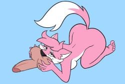 anthro baby_chi ball_fondling ball_grab ball_musk ball_sniffing ball_worship balls balls_on_face balls_on_nose bella_(snugglefox22) big_nose big_nostrils bite biting_lip blue_eyes bodily_fluids canid canine disembodied_penis drooling fondling fox fur genitals gynomorph heart_eyes heart_symbol herm intersex large_nose male mammal musk musk_sniffing musky_balls penis penis_on_face pink_body pink_fur saliva smell smelling_balls smelly sniffing solo visible_sniffing white_body white_fur white_penis