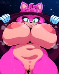 absurd_res amy_rose amy_rose_(sonic_movie) areola belly big_breasts bodily_fluids bottomless breasts clothed clothing clothing_lift eulipotyphlan eyelashes female flashing flashing_breasts flashing_pussy fur genitals green_eyes hedgehog hi_res huge_breasts looking_at_viewer looking_down low-angle_view mammal musk musk_clouds navel night nipples overweight overweight_female pink_body pink_fur plump_labia puffy_areola puffy_nipples pussy sega shaved_pussy smile solo sonic_(series) sonic_the_hedgehog_(film) sonic_the_hedgehog_(series) sweat tenjosan thick_thighs tongue tongue_out topless topless_female under_boob wide_hips worm's-eye_view