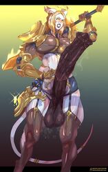 1futa animal_genitalia_on_humanoid balls big_breasts black_lipstick blonde_hair breasts cleavage draenei eraanthe futa_only futanari horsecock horsecock_on_humanoid huge_cock huge_penis hyper_penis large_breasts long_penis muscles muscular muscular_futanari penis solo solo_futa testicles veiny_penis world_of_warcraft