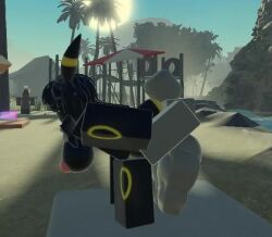 1boy 1girls ambiguous_penetration animated animation beach big_ass big_breasts black_body black_fur breasts duo fluffy furry gray_body grey_skin huge_ass outside pokemon roblox self_upload sound sound_effects tagme umbreon video