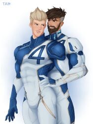 gay grin human_torch johnny_storm male male/male male_focus male_only marvel marvel_cinematic_universe marvel_comics marvel_rivals mr_fantastic mr_fantastic_(marvel_rivals) reed_richards tagme tai_nt