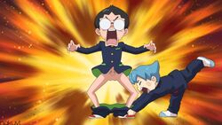 abs ass couple embarrassed erection flaccid flaccid_penis foreskin gay glans glasses huge_cock jeans koma_sandayuu matarou_tamada nakuvt nude schoolboy uniform veins yaoi yo-kai_watch yo-kai_watch_jam:_yo-kai_academy_y_encounter_with_n